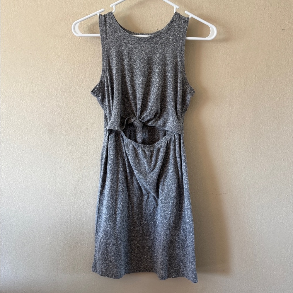 Aerie Heather Grey Cutout Front Knot Mini Dress Size XXS Athleisure Loungewear